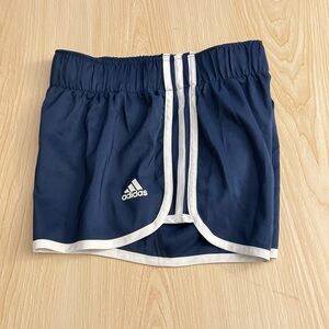 Adidas Women’s Navy Elastic Waist Athletic Shorts with White Trim